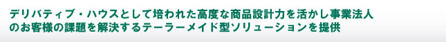 デリバティブ・ハウスとして培われた高度な商品設計力を活かし事業法人のお客様の課題を解決するテーラーメイド型ソリューションを提供